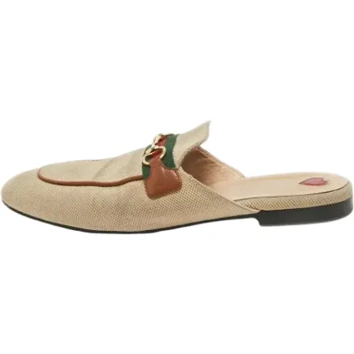 Pre-owned Flats, female, , Size: 10 US Pre-owned Canvas mules - Gucci Vintage - Modalova