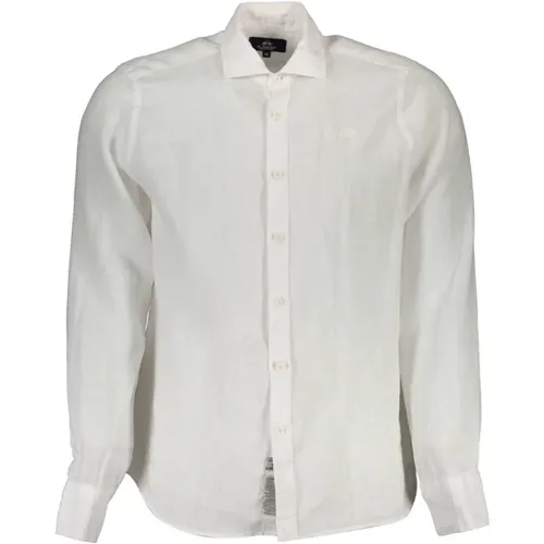 Weißes Leinenhemd, Regular Fit, Lange Ärmel , Herren, Größe: L - LA MARTINA - Modalova