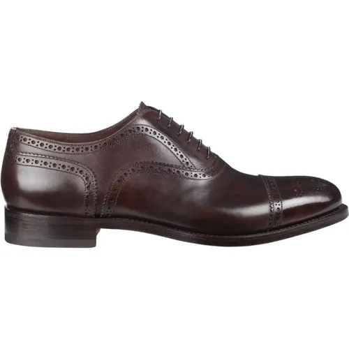 Elegante dunkelbraune Leder Oxford Schuhe - Santoni - Modalova