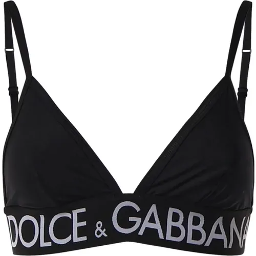 Schwarzes Logo-Band Triangel-Top - Dolce & Gabbana - Modalova