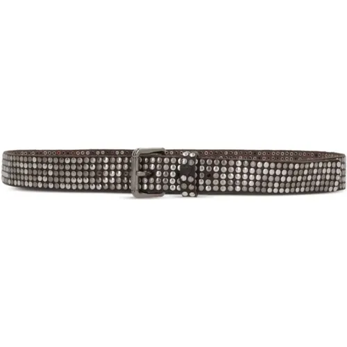 Belts, female, , Size: 85 CM Studded Leather Belt - HTC - Modalova