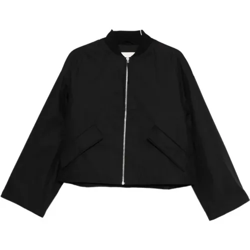 Bomber Jackets, female, , Size: M Zip Cropped Coat - closed - Modalova