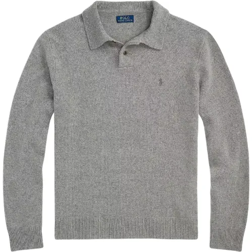 Grauer Pullover mit Polokragen , Herren, Größe: 2XL - Ralph Lauren - Modalova