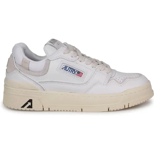 Low-top leather sneakers with logo patch , female, Sizes: 3 UK - Autry - Modalova