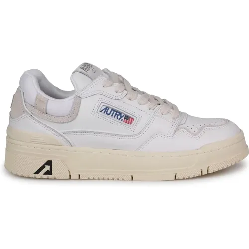 Low-top leather sneakers with logo patch , female, Sizes: 3 UK, 8 UK - Autry - Modalova