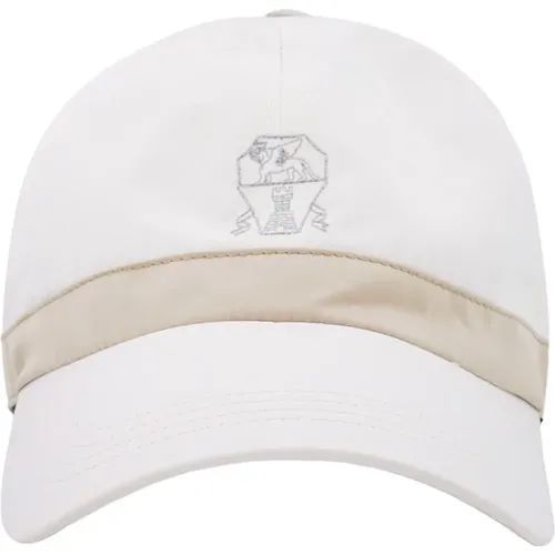 Weiße Mütze mit Besticktem Logo - BRUNELLO CUCINELLI - Modalova
