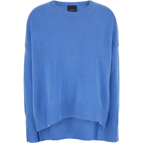 Blaue Crewneck Cashmere Pullover , Damen, Größe: M - Plain Units - Modalova