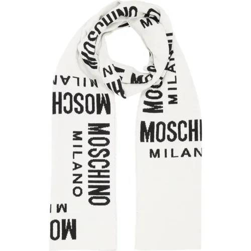 Logo Wool Scarf Multicolour Pattern , male, Sizes: ONE SIZE - Moschino - Modalova