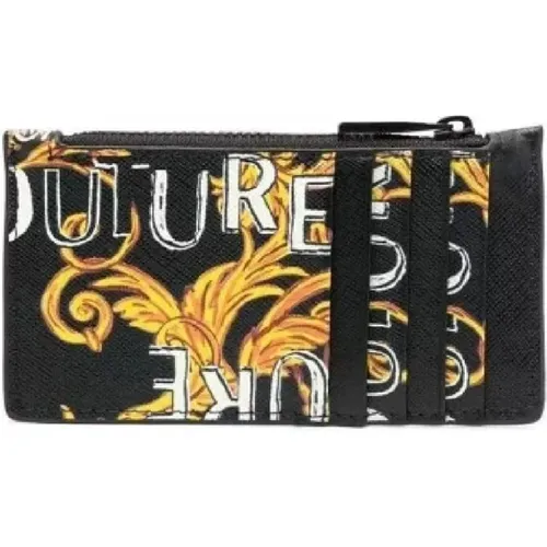 Baroque Print Men`s Wallet with Zip Pocket , male, Sizes: ONE SIZE - Versace Jeans Couture - Modalova
