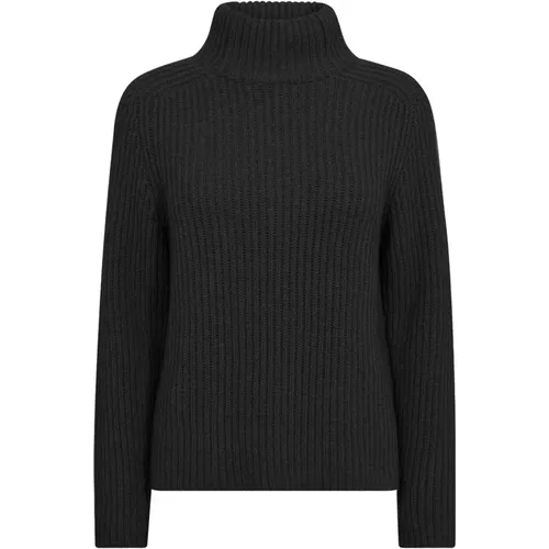 Hochgeschlossener Strickpullover Schwarz , Damen, Größe: S - MOS MOSH - Modalova