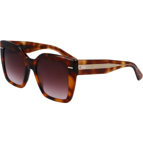 Havana/ Shaded Sunglasses, Avio Sunglasses,CK23508S-001 Sonnenbrille Schwarzes Gestell,/Grey Sunglasses,/Violet Sunglasses - Calvin Klein - Modalova