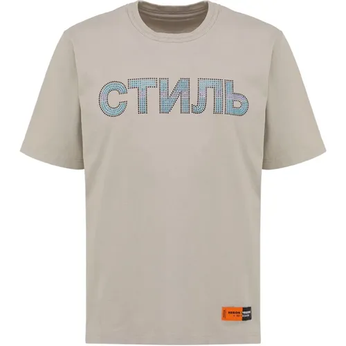 Mens Cotton T-shirt with Logo Detail , male, Sizes: L - Heron Preston - Modalova