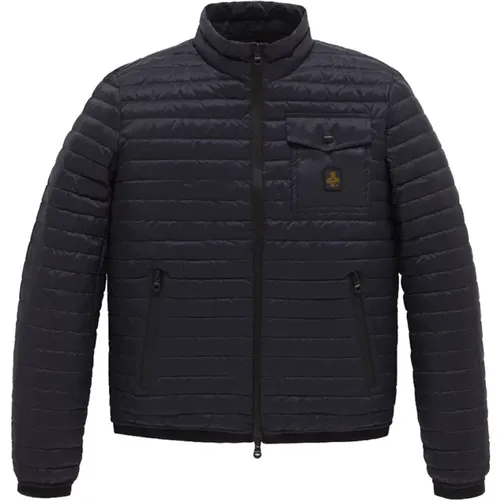 Blaue Nylonjacke mit Reißverschlusstaschen , Herren, Größe: 2XL - RefrigiWear - Modalova