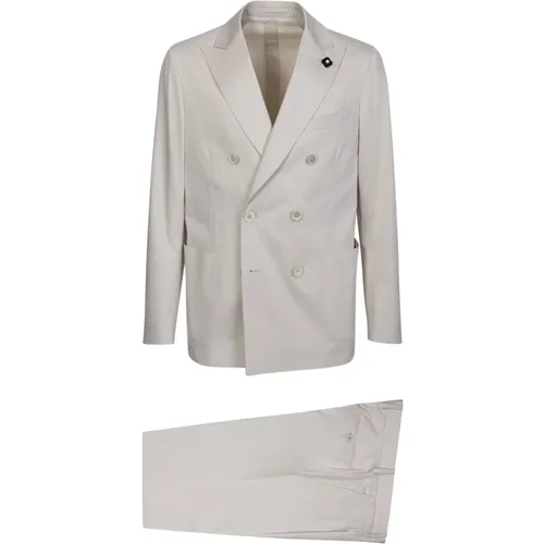 Cream Double-Breasted Suit , male, Sizes: S - Lardini - Modalova