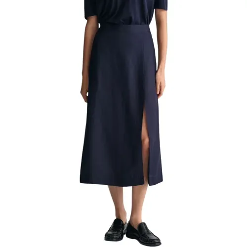 Linen Blend Skirt , female, Sizes: L, S, M - Gant - Modalova