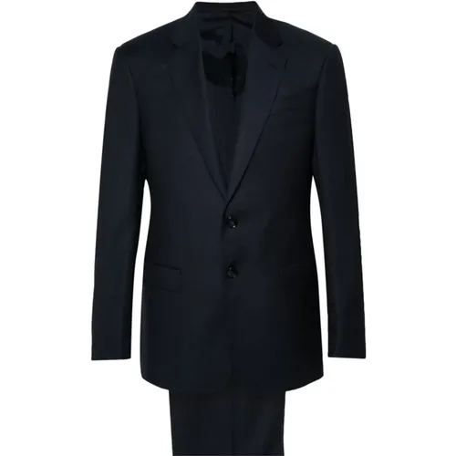 Single Breasted Suits, male, , Size: M Midnight Textured Wool Suit - Giorgio Armani - Modalova