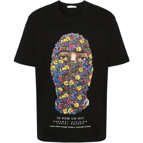 Cotton Round Neck T-shirt with Logo Print , male, Sizes: L - IH NOM UH NIT - Modalova