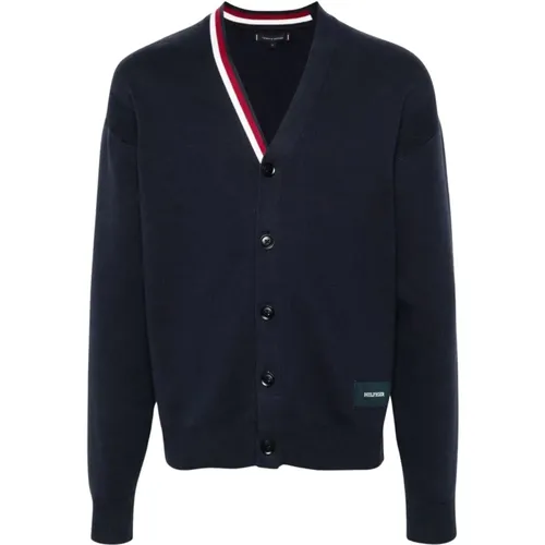 Cardigans, male, , Size: L Button-Up Cardigan - Tommy Hilfiger - Modalova