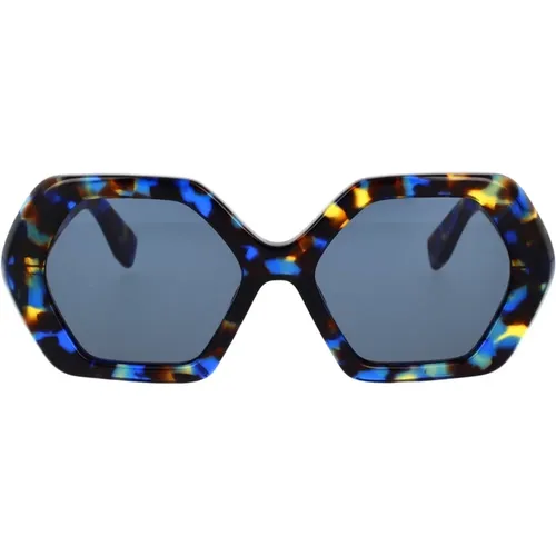 Sechseckige Sonnenbrille mit mutigem Schildpatt-Rahmen , Damen, Größe: 55 MM - Ambush - Modalova