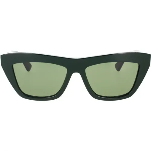 Grüne Acetat-Sonnenbrille mit passenden Gläsern , unisex, Größe: 55 MM - Bottega Veneta - Modalova