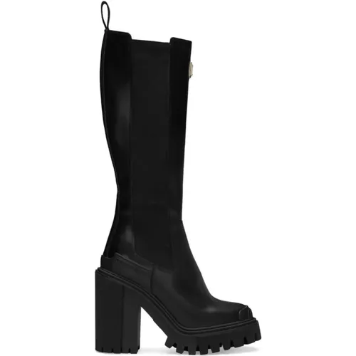 Designer Nero Calfskin High-Boots , female, Sizes: 8 UK - Dolce & Gabbana - Modalova