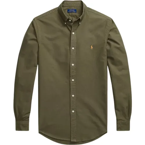 Olive Slim Fit Oxford Shirt , male, Sizes: L - Ralph Lauren - Modalova