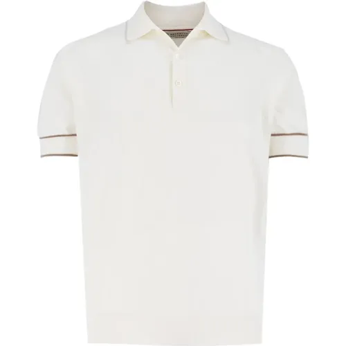 Ribbed Cotton Polo Shirt with Logo Button Fastening , male, Sizes: M, L, XL - BRUNELLO CUCINELLI - Modalova