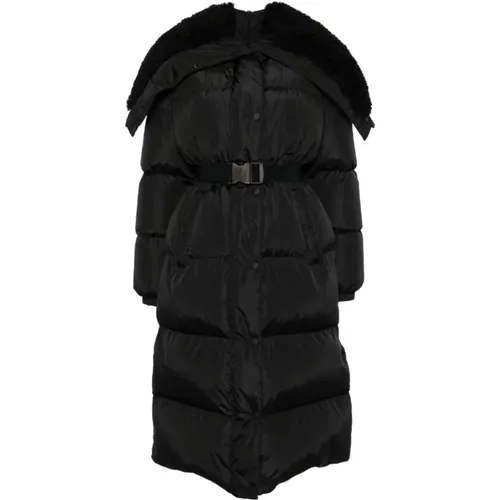 Puffer Coat with Fur Inserts , female, Sizes: L, S - Moncler - Modalova