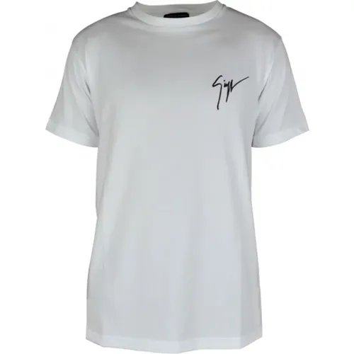 Weißes Logo T-Shirt, Rundhals, 100% Baumwolle, Hergestellt in Italien - giuseppe zanotti - Modalova