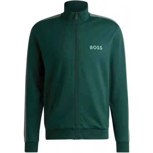 Grüner Zip-Up Sweatshirt , Herren, Größe: S - Hugo Boss - Modalova