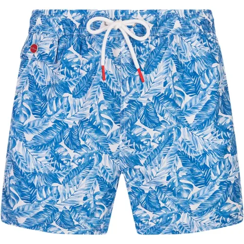 Blaue Strandshorts mit Foliendruck , Herren, Größe: 2XL - Kiton - Modalova