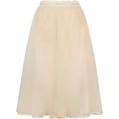 Tulle Burro High Waist Midi Skirt , female, Sizes: S - Elisabetta Franchi - Modalova