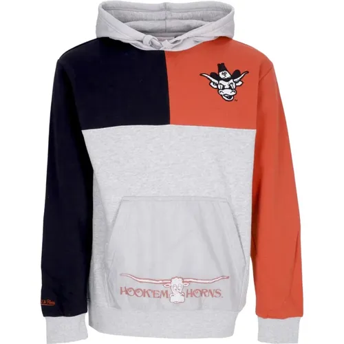 Hoodies, male, , Size: M Texas Longhorns Fleece Hoodie Grey/Orange - Mitchell & Ness - Modalova