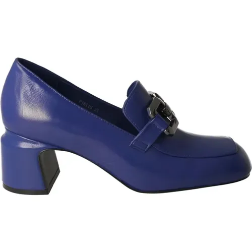 Blaue Lederslipper für Damen mit Kettenverzierung - Jeannot - Modalova