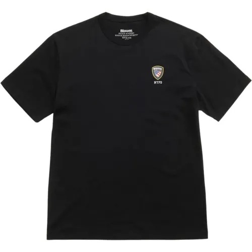 T-Shirts, male, , Size: M Maxi Logo Cotton Jersey T-shirt - Blauer - Modalova