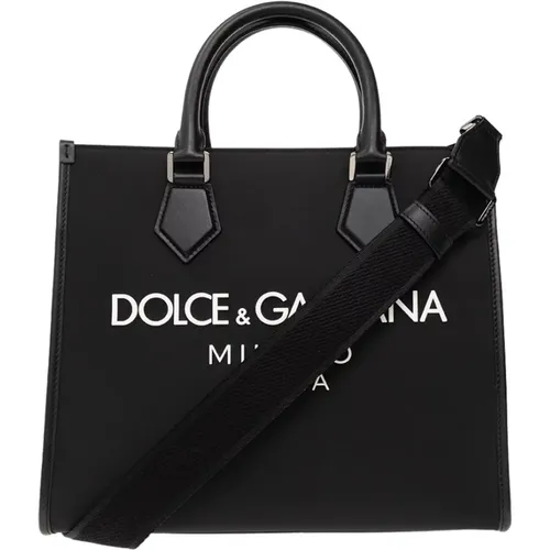 Tote Bags, male, , Size: ONE SIZE Shopper bag with logo - Dolce & Gabbana - Modalova