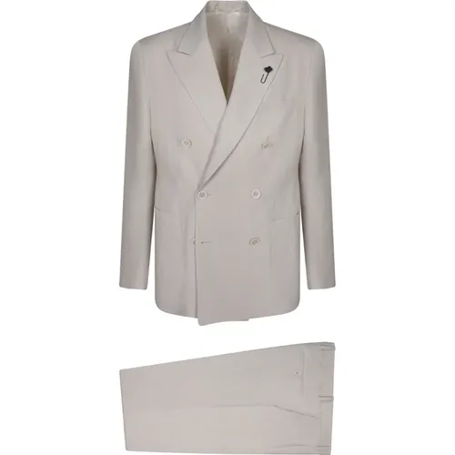 Blazers, male, , Size: S Double-Breasted Linen Suit - Lardini - Modalova