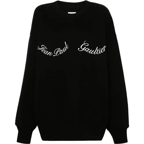 Schwarzer Pullover mit Logodruck , Damen, Größe: XS - Jean Paul Gaultier - Modalova
