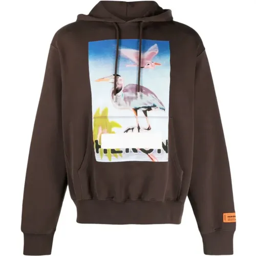 Zensierte Logo Hoodie Braun/Lila Sweatshirt , Herren, Größe: L - Heron Preston - Modalova