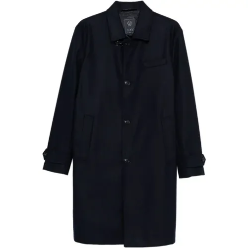 Single-Breasted Coats, male, , Size: M Wool Coat With Hook - Fay - Modalova