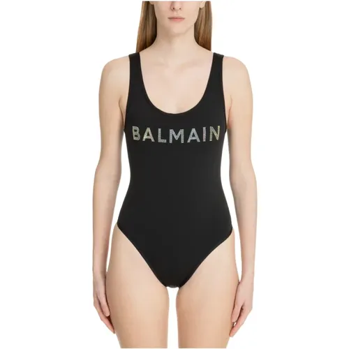 One-piece, female, , Size: S Logo Swimsuit - Balmain - Modalova