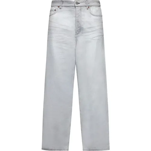 Straight Jeans, male, , Size: W30 Platinum Grey Waterproof Baggy Jeans - Balenciaga - Modalova