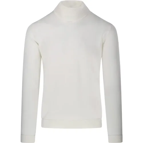 Turtlenecks, male, , Size: M Ecru Round Neck Sweater - Roberto Collina - Modalova