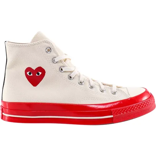 Weiße Canvas Herz Sneakers , Herren, Größe: 42 1/2 EU - Comme des Garçons Play - Modalova