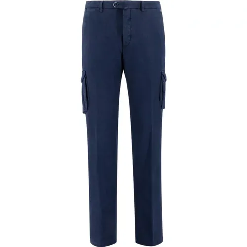 Navy Cotton Cashmere Trousers , male, Sizes: W35 - Kiton - Modalova