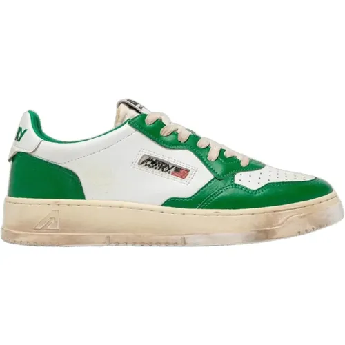 Vintage Leather Sneakers Blanc Vert , male, Sizes: 6 UK, 10 UK, 8 UK, 9 UK, 7 UK - Autry - Modalova