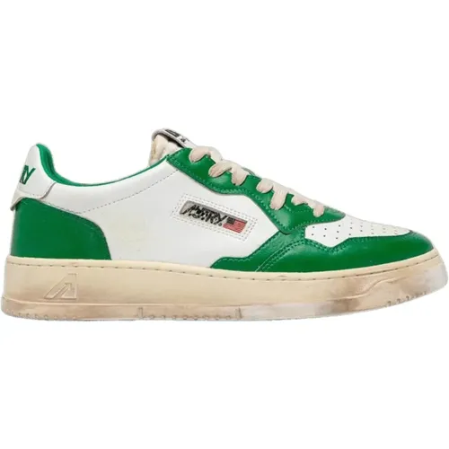 Vintage Leder Sneakers Blanc Vert , Herren, Größe: 40 EU - Autry - Modalova