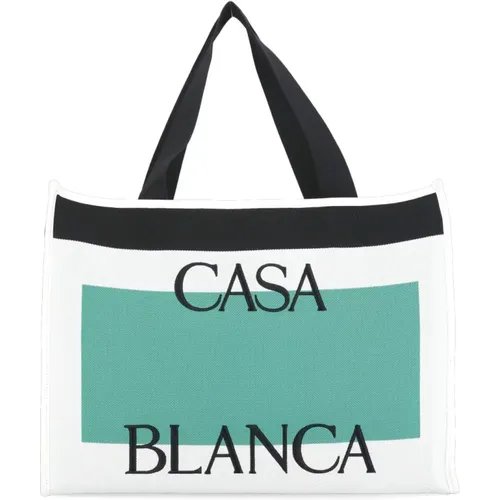 White Shopping Bag with Contrasting Handles , female, Sizes: ONE SIZE - Casablanca - Modalova