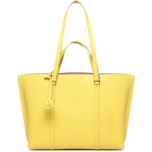 Laminated Leather Shopper Bag , female, Sizes: ONE SIZE - pinko - Modalova