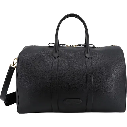 Schwarze Leder-Reisetasche mit Reißverschluss - Tom Ford - Modalova